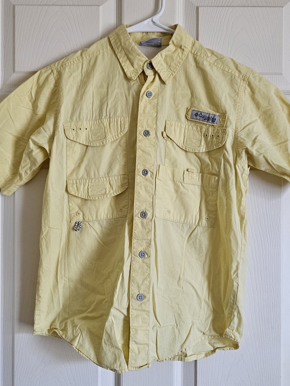 Columbia PFG Boys Fishing Shirts Lot 2 Size Medium (8) Yellow Gray Boys